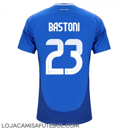 Camisa de Futebol Itália Alessandro Bastoni #23 Equipamento Principal Europeu 2024 Manga Curta